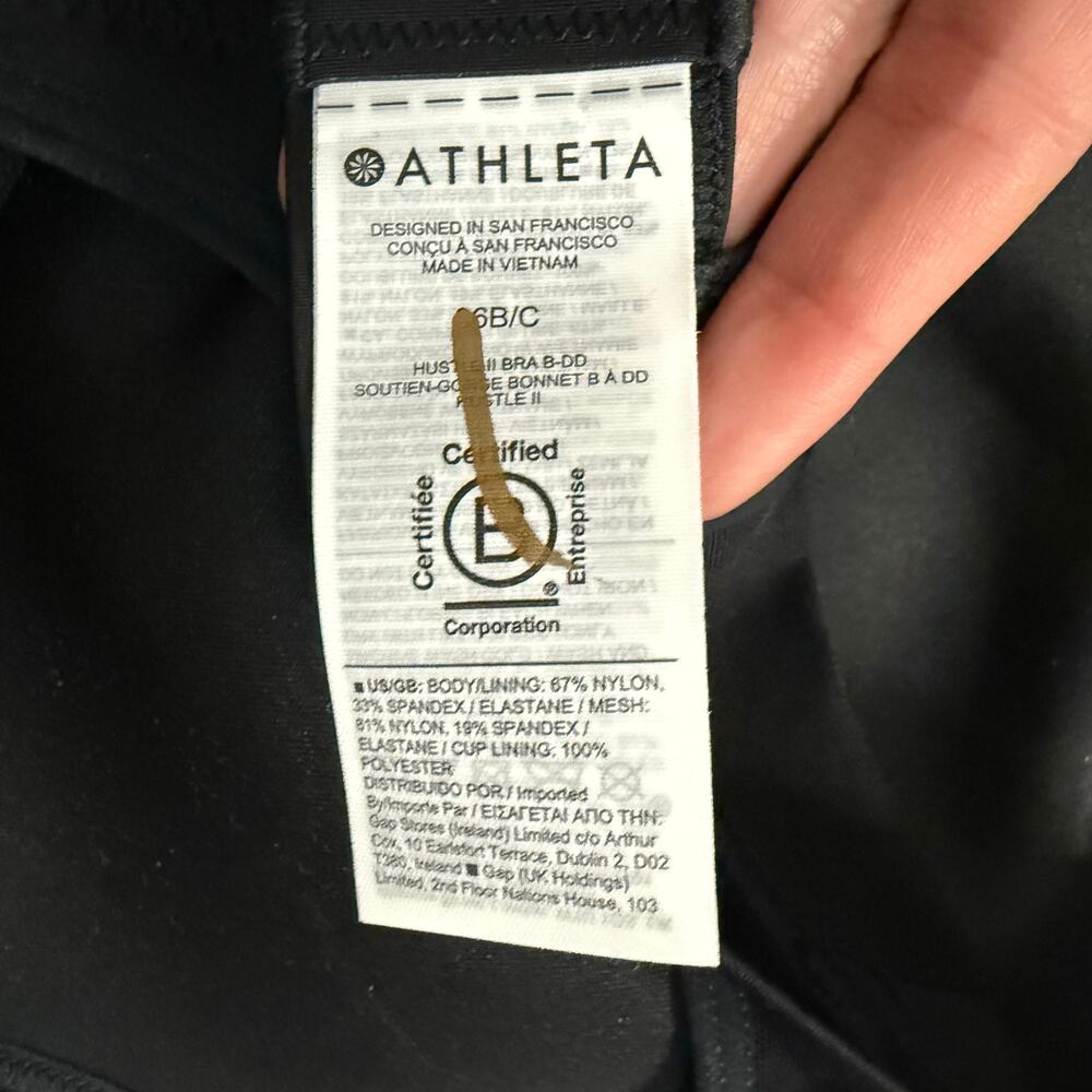 Athleta Black Hustle II Bra B-DD Racerback Sports Bra size 36B / C NEW Tags - Picture 5 of 6